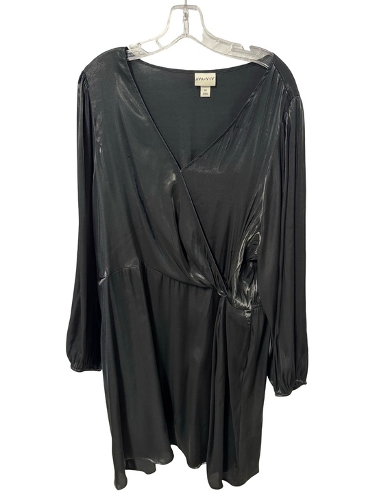 Ava & Viv Dresses & Skirts - Ava & Viv Charcoal Satin-Look Long Sleeve Wrap Dress